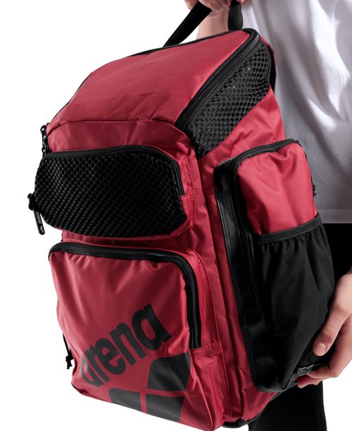 ARENA One Go Backpack Swimmers Athletes Sports Gym Rucksack Multisport Daypack Large Size Training Gear Equipment Swim Bag for Men and Women, 45 Liters, Crimson Pink Red