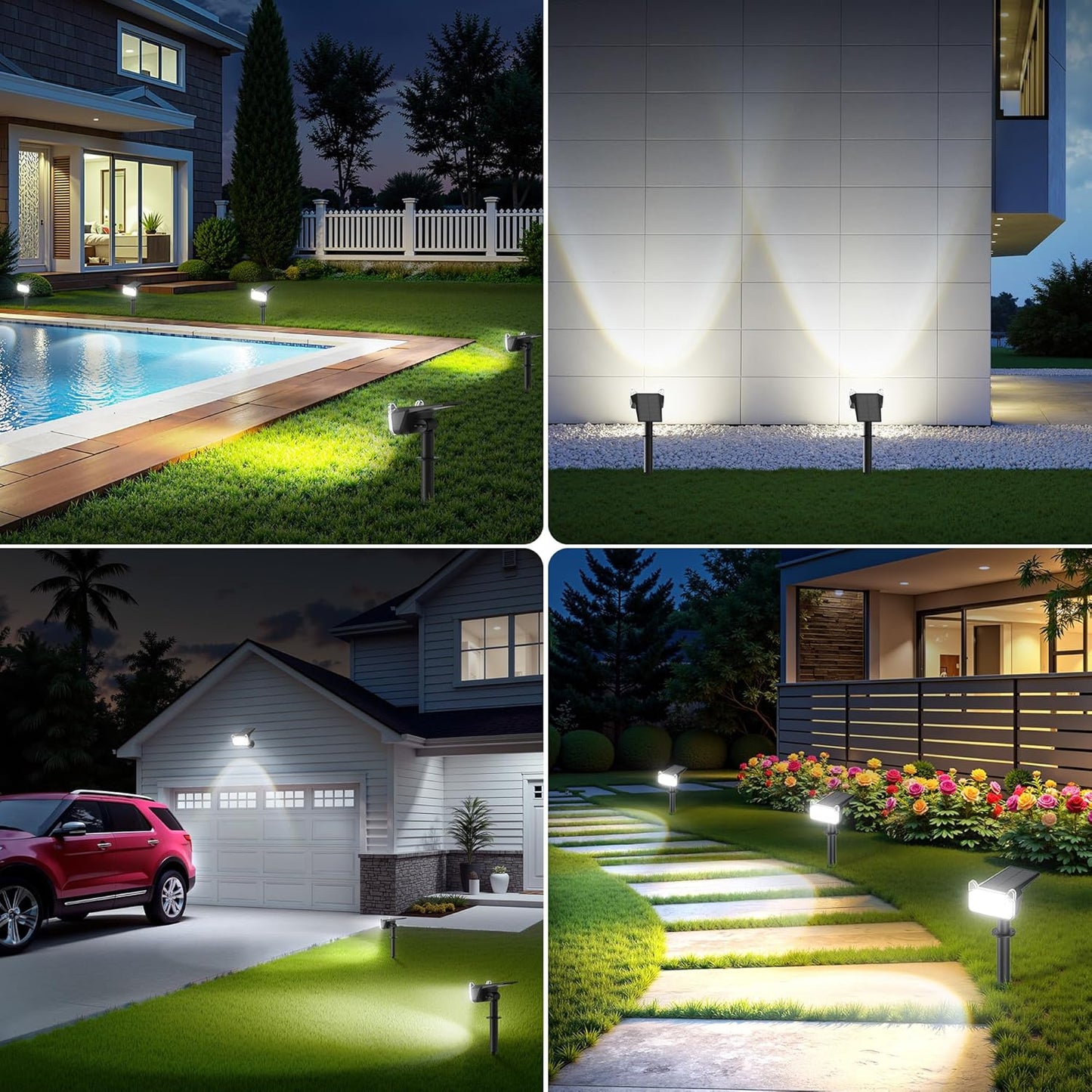 6 Pack Solar Spot Lights Outdoor - Waterproof LED Landscape Lighting, Auto ON/OFF, 135° Adjustable for Garden, Pathway & Tree Decor