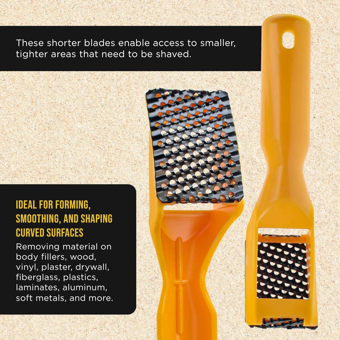 Dura-Gold 2-1/2" Shaver Blade Holder, 2 Pack, Includes 5 Total Standard Cut Replacement Blades - Steel Rasp Block Plane, Cheesegrater, Auto Body Filler, Dent Repairs, Wood Fiberglass - File Tool