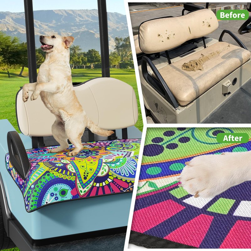 10L0L Universal Golf Cart Seat Covers/Seat Blanket for EZGO TXT/RXV & Club Car DS/Precedent, Breathable Seat Towel/Seat Cushions with Non-Slip Backing, All-Season Comfort (Not for Yamaha)