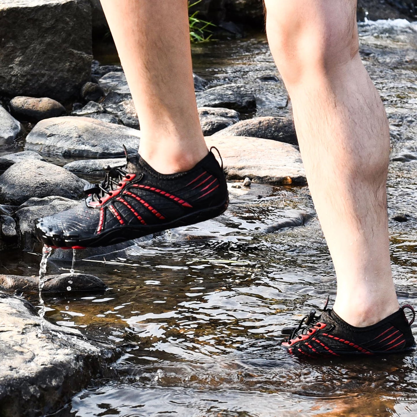 Water Shoes for Women and Men - Quick-Dry Lightweight Swim Shoes for Beach,Pool,Hiking Black/Red