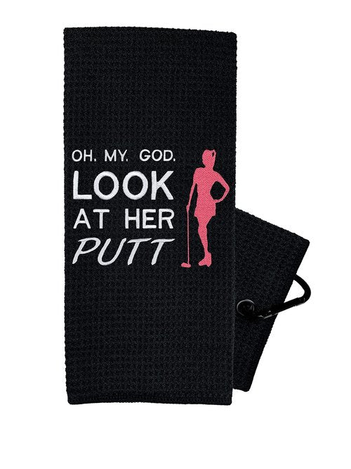 Wolf Golf Towels - Look at Her Putt Golf Towel - Golf Accessories for Women - Golf Gifts for Women - Golf Towel for Women - Embroidered Funny Golf Towel - Birthday Gifts for Golf