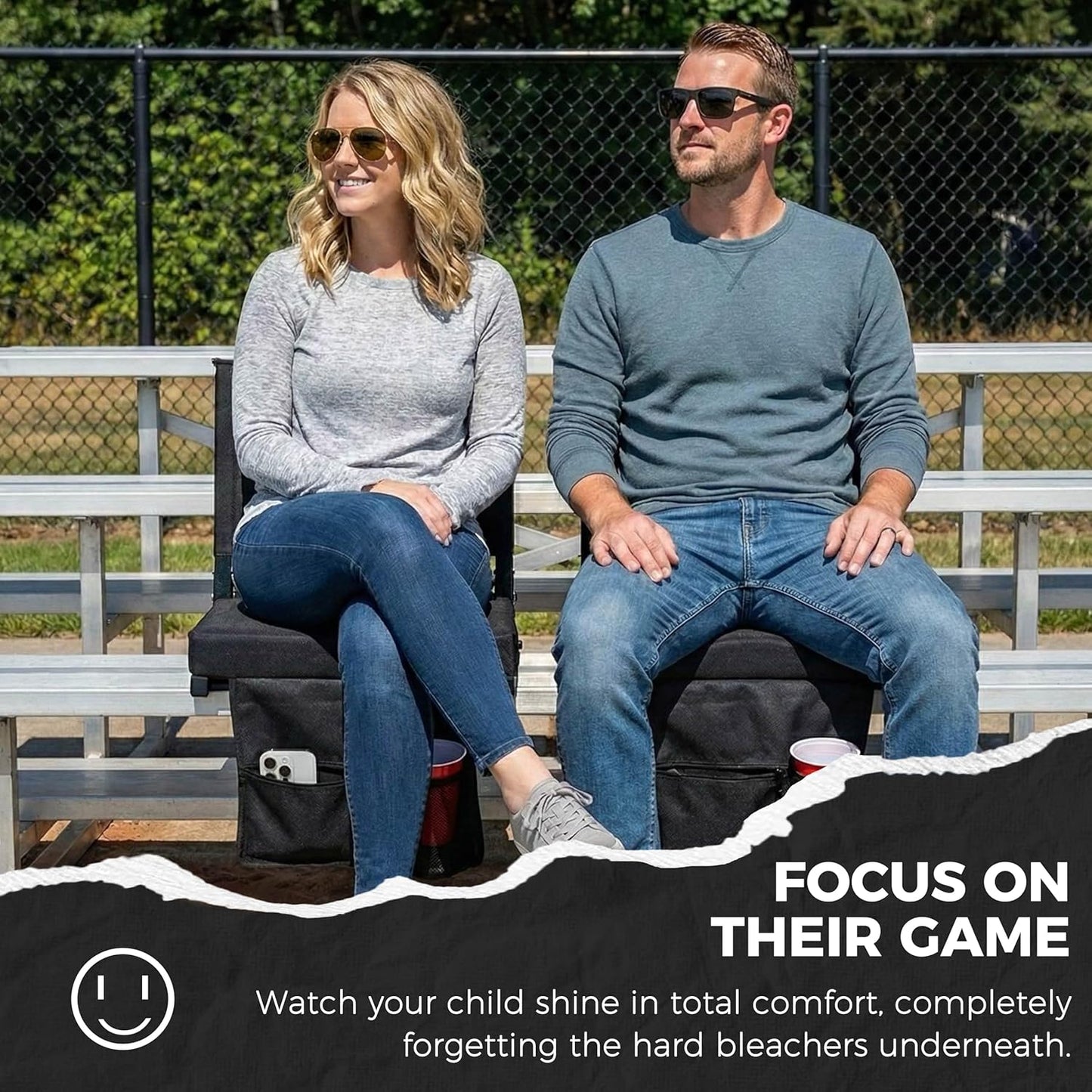 Sport Beats Stadium Seats - Padded Bleacher Chairs with Back Support | 17" W x 12" D x 16.5" H