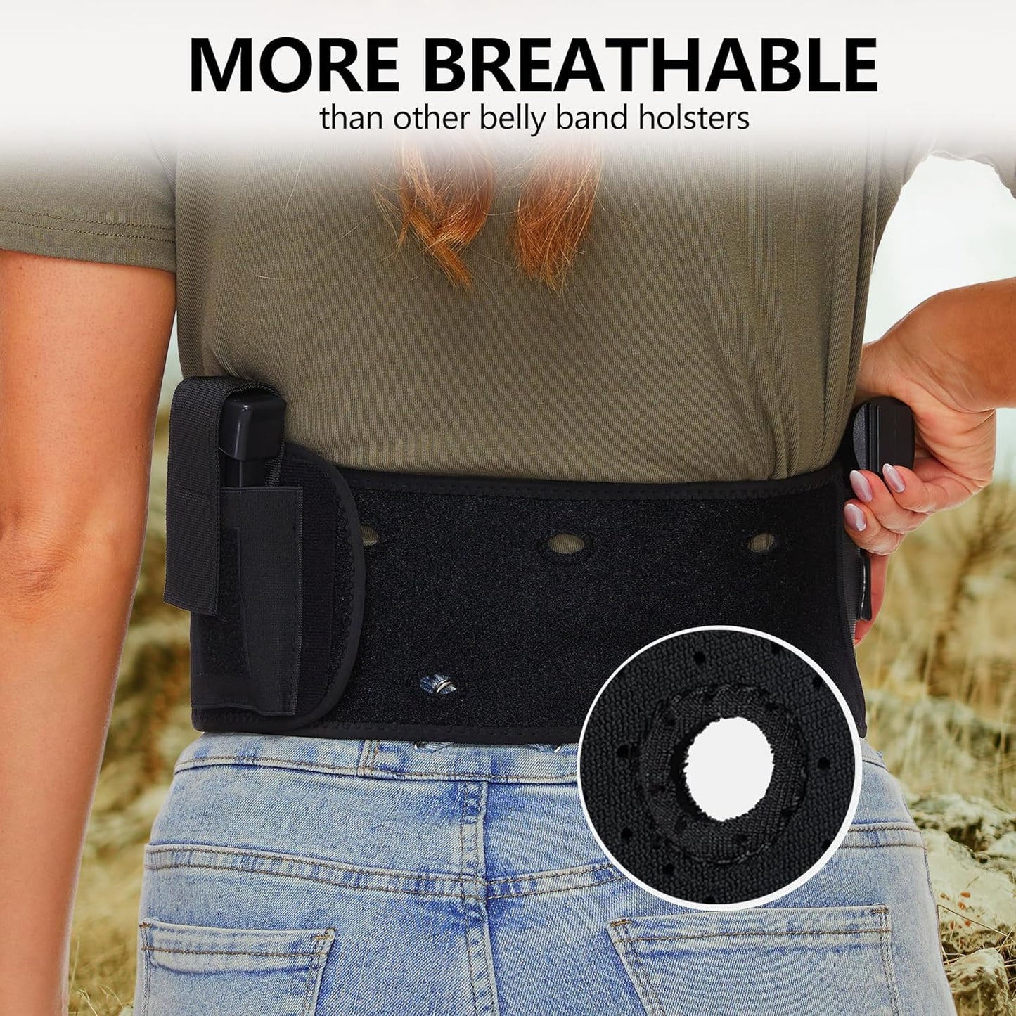 Mostcomtac Belly Band Holster - Breathable Neoprene Tactical Belt for Glock 19, 17, 43 & More