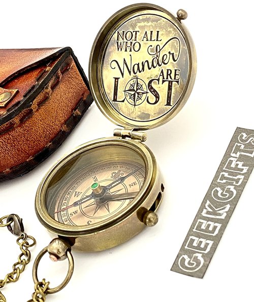 Engraved Compass - NOT All WHO Wander are Lost - Unique Gifts for Fathers, dad, for him Gifts Husband, Husband, Men's Graduation Gifts, Unique Gifts for Anniversary
