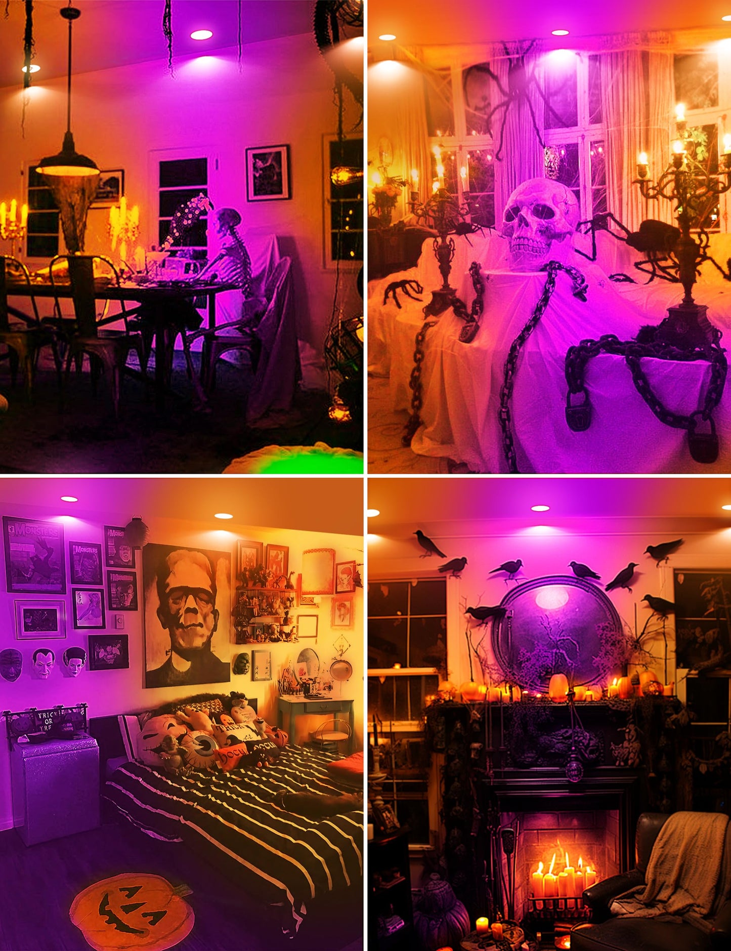 JandCase BR30 Purple & Orange Indoor Flood Light Bulbs, E26 Base, 11W (65W Equivalent), Not-Dimmable, 2 Pack for Halloween Decoration