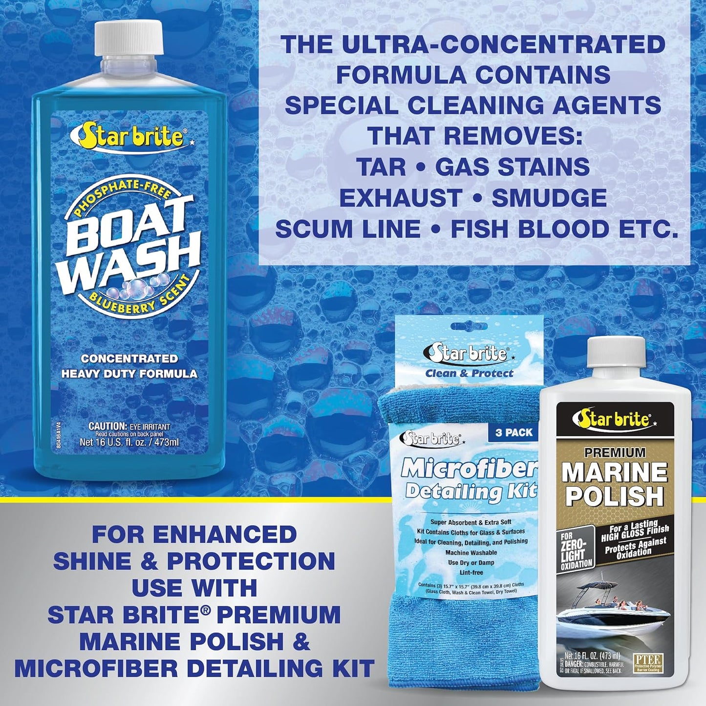 STAR BRITE Concentrated Boat Wash - Heavy-Duty Non-Streak Formula for Sparkling Hulls & Decks - 128 OZ Gallon