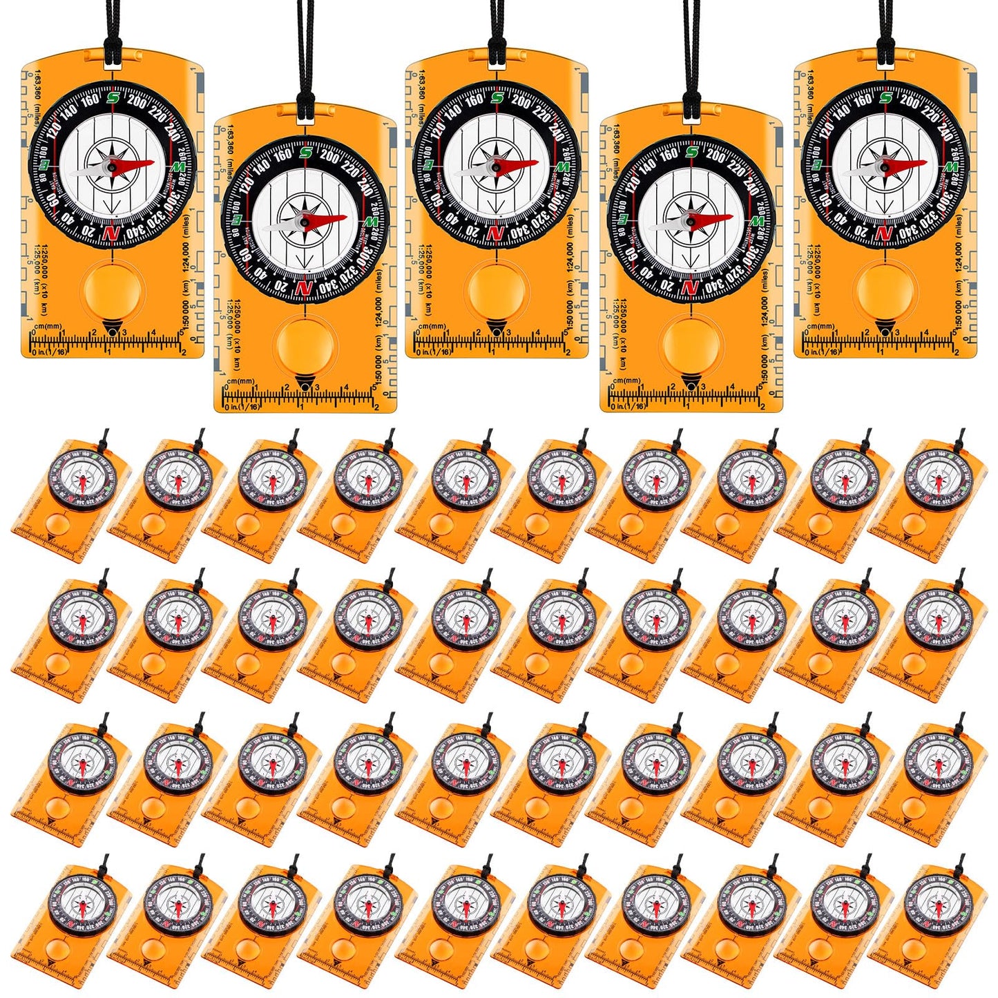 Geiserailie 20 Pcs Orienteering Compass Navigation Backpacking Compass Hiking Compass Map Reading Survival Compass Scout Compass for Kids Bulk for Navigation, Survival Outdoor Exploring, Orange
