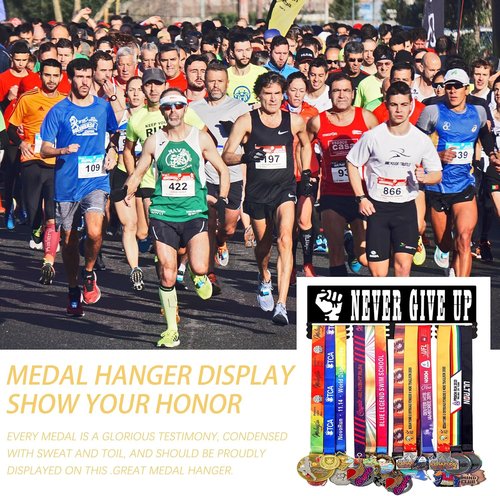 Goutoports Medal Hanger Display Rack - Personalized Award Ribbon Organizer for 60 Medals | Wall Mount Design