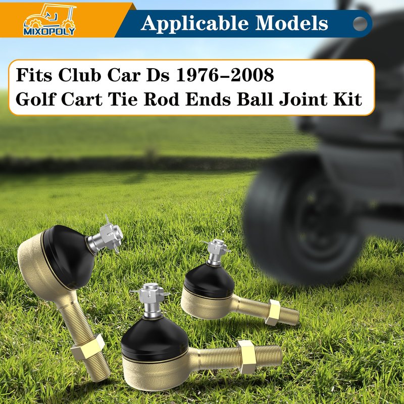 Mixopoly Golf Cart Tie Rod Ends for Club Car DS Gas and Electric 1976-2008, Set of 3 Left-Hand & Right-Hand Thread Ball Joint, Replaces OEM 7539 1011893 7540 1011895