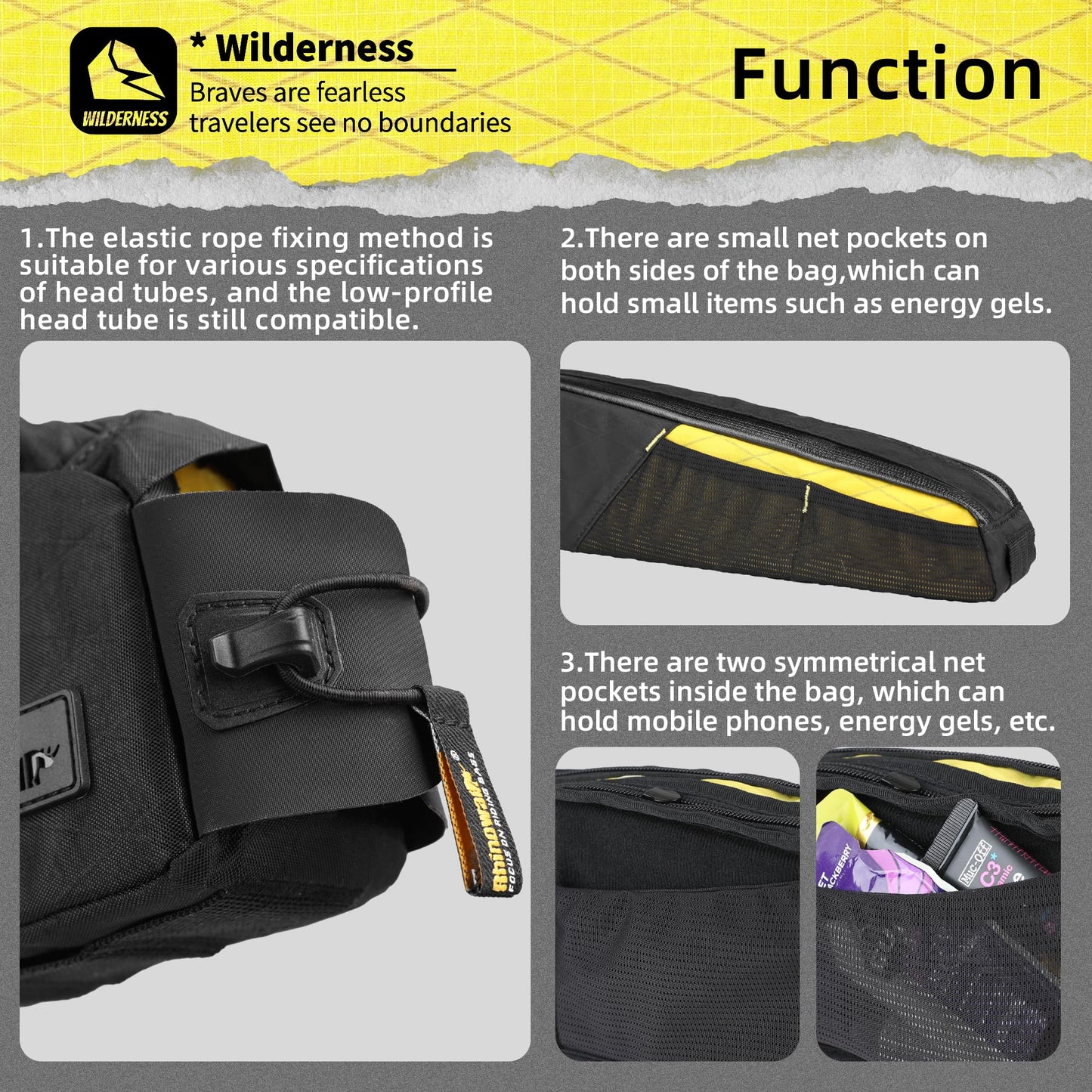 Rhinowalk Bike Top Tube Bag Bike Frame Bag 2.1L Waterproof Bicycle Bag Professional Cycling Accessories for Mountain Road Bike(Large)-Black