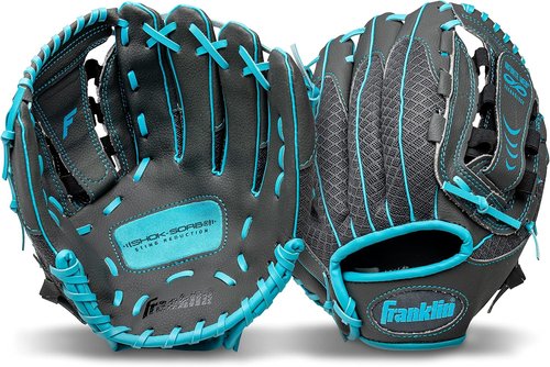 Franklin Sports Youth Teeball Gloves - Shok Sorb Baseball Mitt for Boys & Girls - 10.5 Inch Size