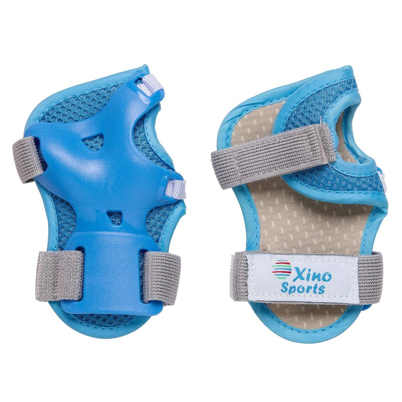 Xino Sports Kids/Youth Protective Gear Set - Knee Pads, Elbow Pads, Wrist Guards, Reflective Gear for Night Riding, for Roller Skates, Skateboard, Inline Skates, Scooter Riding for Ages 3 - 8, Blue