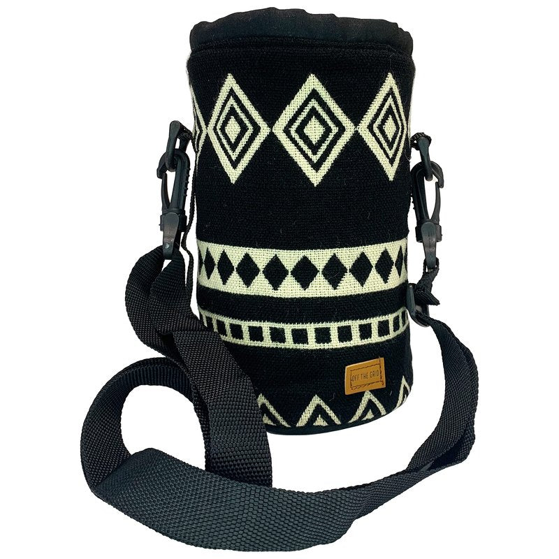 Water Bottle Holder w/Strap | Bottle Sleeve Carrier for Walking, Backpacking | Hydro and Iron Flask Sling Bag | Bottle Protector for Beer Water Coffee | Camping Accessories (64 oz, Obsidian Black)