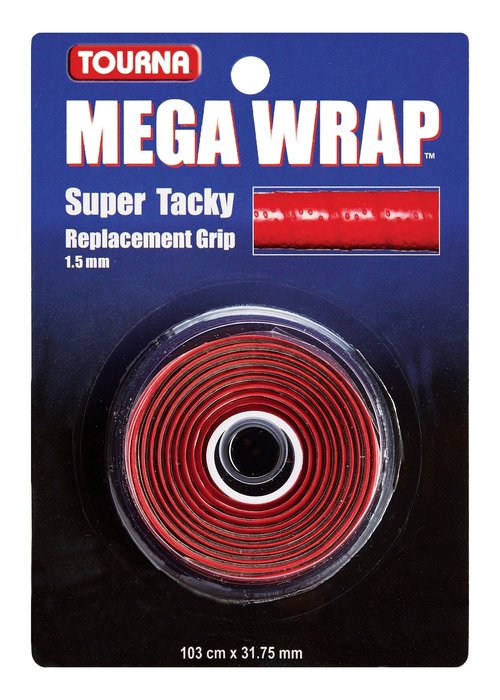 Tourna Mega Wrap Tennis Replacement Grip, Red