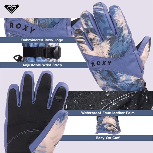 Roxy Women's Jetty Gloves - DryFlight Waterproof, WarmFlight Insulation, Touchscreen, Adjustable Strap, Wild Wind Darknight, Medium