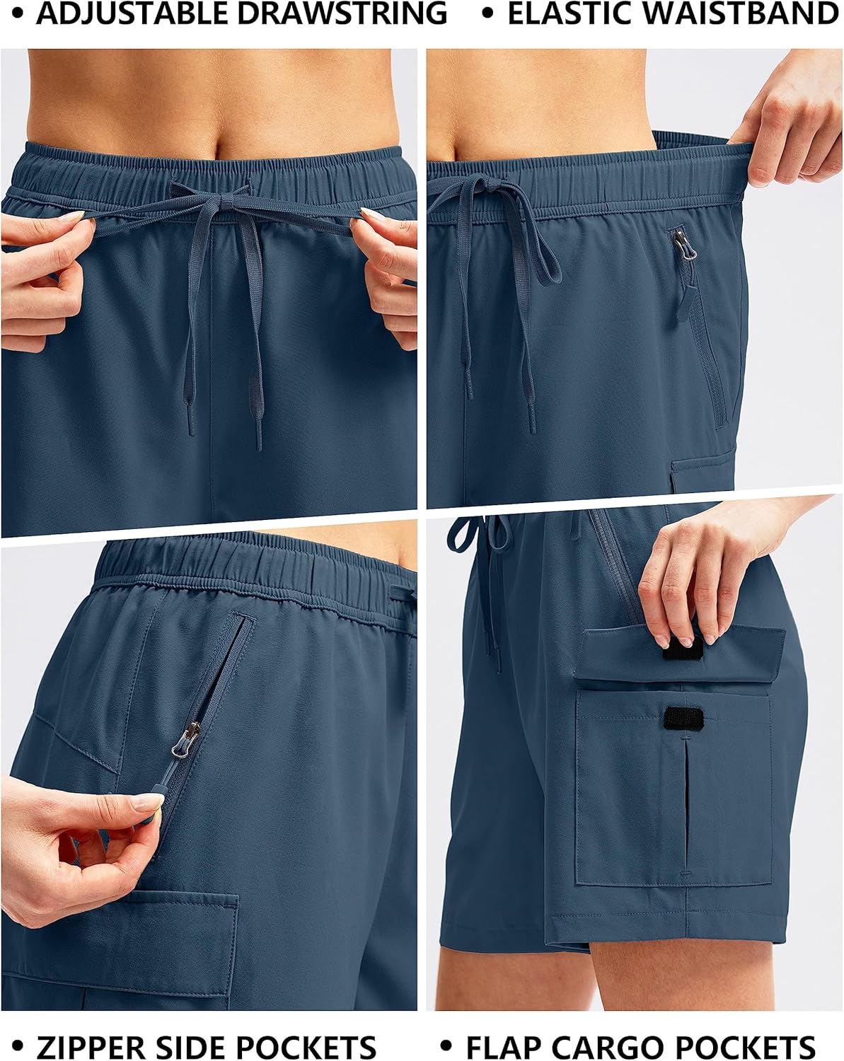 SANTINY Women's Hiking Cargo Shorts - Quick Dry Lightweight Athletic Shorts with Zipper Pockets | 5''/7''/9'' Sizes