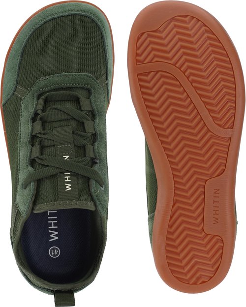 WHITIN Mens Wide Width Toe Box Barefoot Shoes Zero Drop Sole Sneaker Minimalist Knit Size 11 Knit Minimus Training Weightlifting Walking Green 45