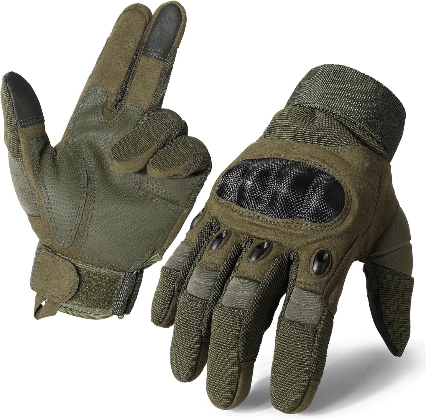Motorcycle Tactical Gloves for Men - Touchscreen, Hard Shell & Palm Padding for Airsoft Paintball Hunting Hiking Camping Climbing Sports Cycling Gloves