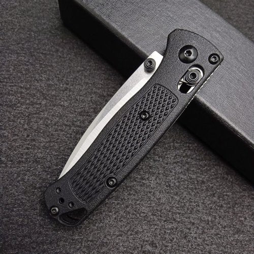 HUAAO Mini Folding Pocket Knife, Plain Edge, Thumb Stud Manual Open, Glass Reinforced Nylon Grivory Handle with Belt Clip for EDC Camping(440C blade)