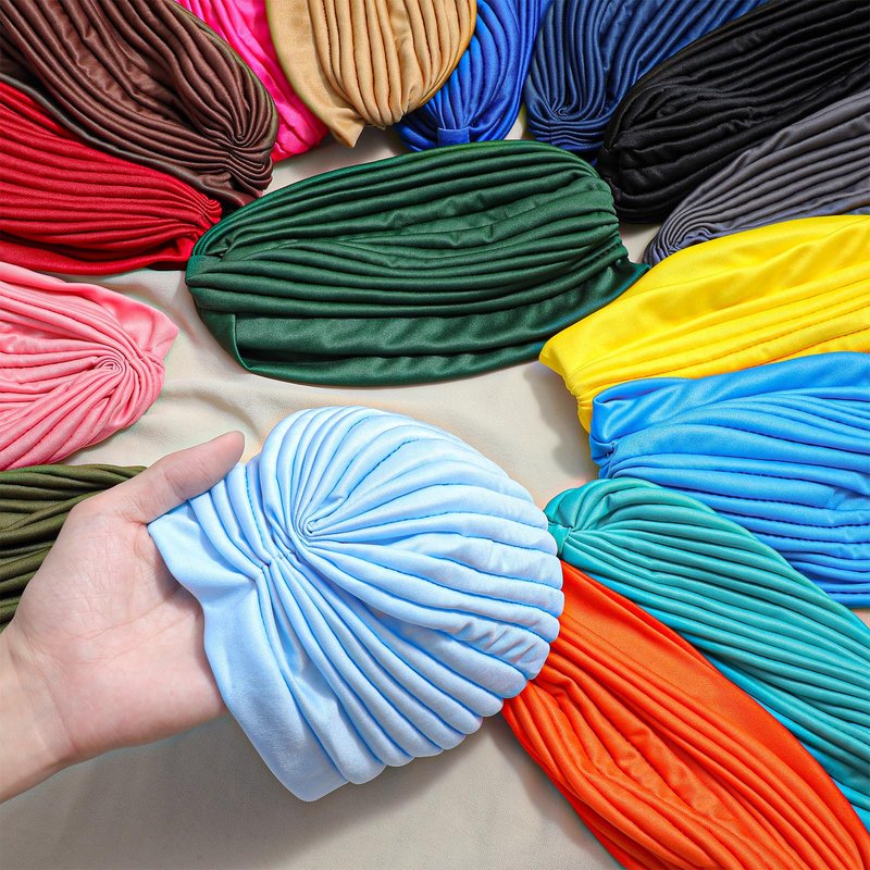 20 Pieces Stretch Turbans Chemo Head Wraps Polyester Head Beanie Cover para Mujer Turbantes for Women Multicolor