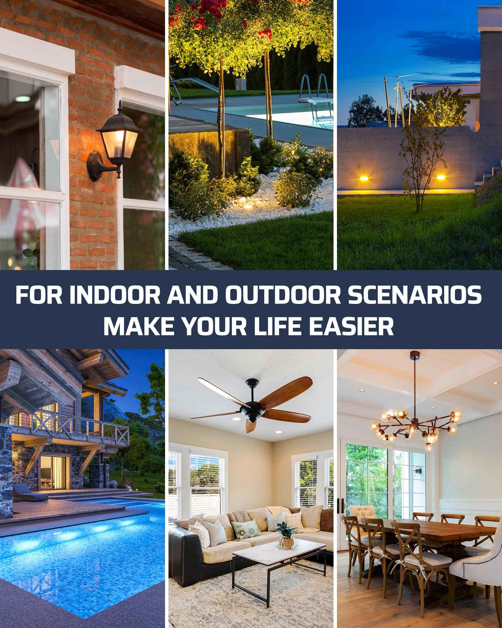 DEWENWILS Outdoor Wireless Light Switch and Receiver Kit IP65 Waterproof 15A High Power Remote Light Switch, No Wiring & 100FT Range Wireless Switches for Lights