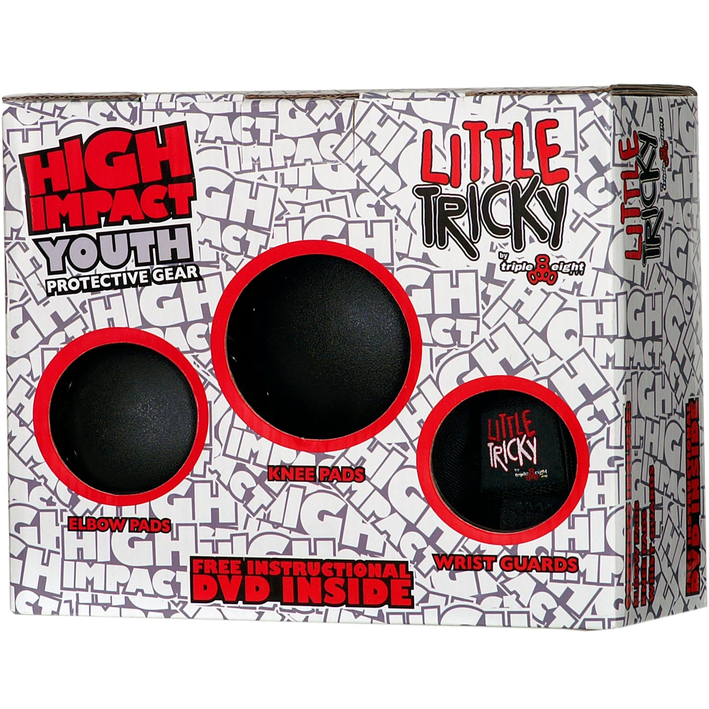 Triple Eight Youth Little Tricky Protective Pack with Instructional DVD (Black, Junior)