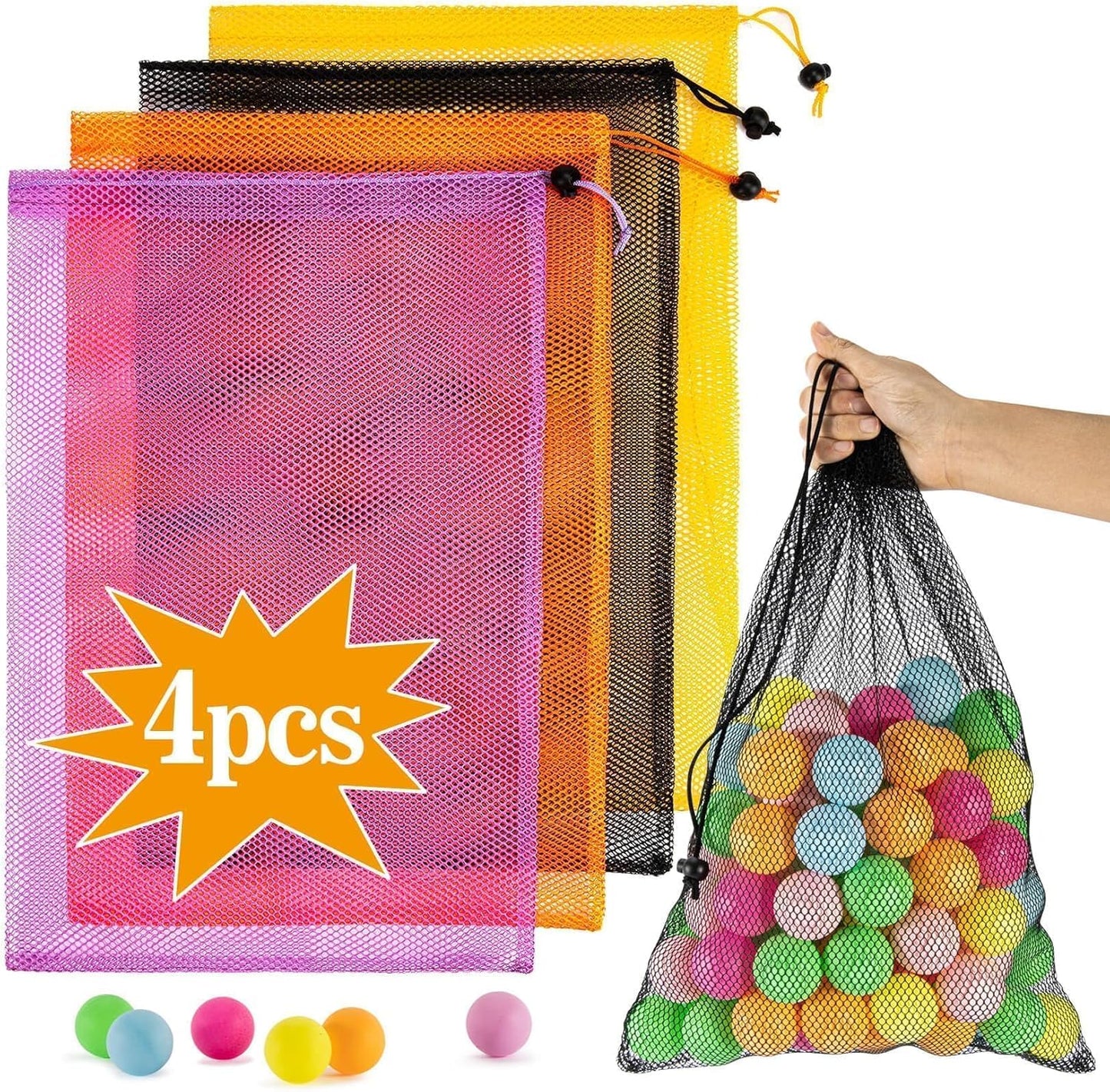 Skiennix Colorful Mesh Drawstring Bags - 18x12 Inch Breathable Nylon Storage Organizer for Travel & Gym