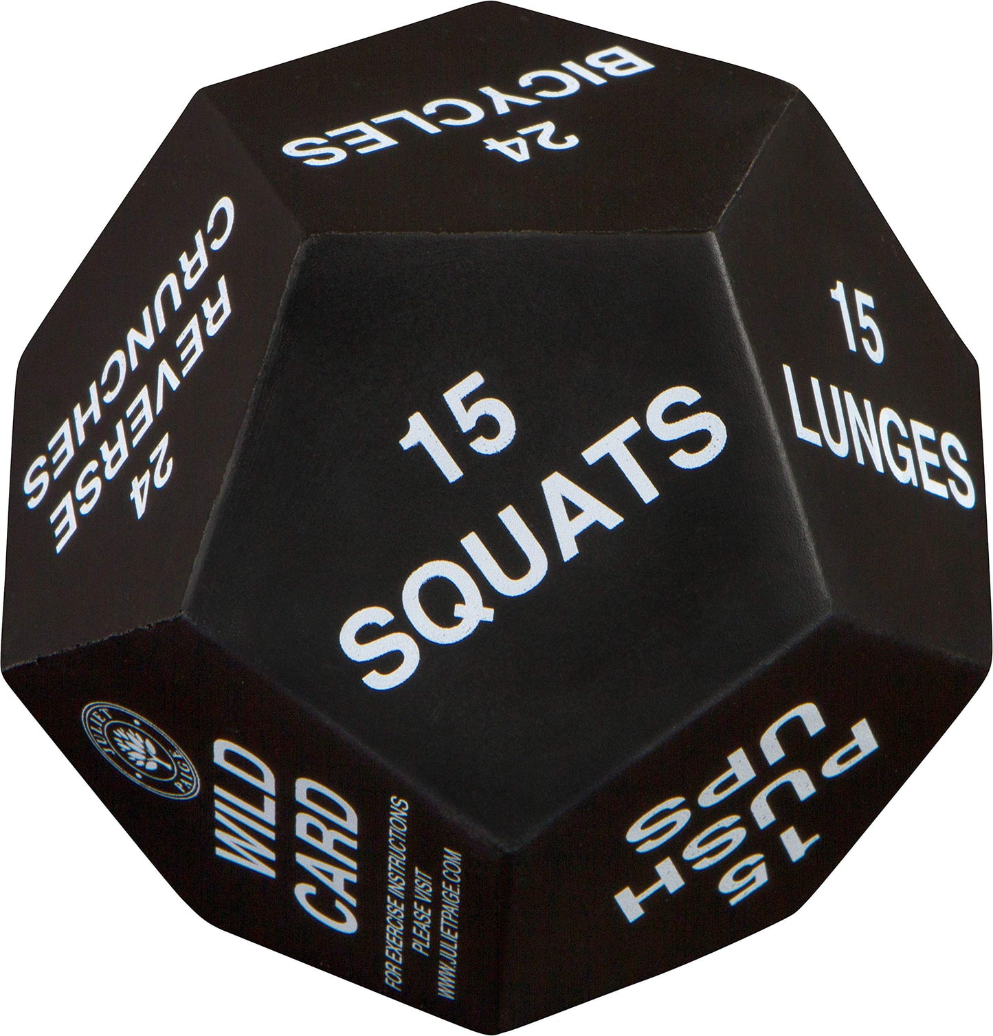 Juliet Paige Exercise Dice for Fitness, Gym Workouts, WOD, Home Bodyweight HIIT, and Adult Sports Training - 4 Inches in Diameter - 12 Sided (White (Intermediate))