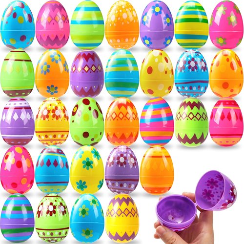JOYIN Colorful Fillable Plastic Eggs - 3.15 Inch Bulk Set for Easter Hunts | 30 Pcs Party Favors