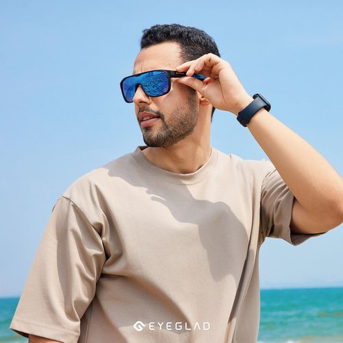 EYEGLAD MARS One-Piece Lifestyle Outdoor Polarized sunglasses UV400 Anti-Seawater Women Men Adult Teenager Running Fishing Hiking Sports (Racetrack Black)