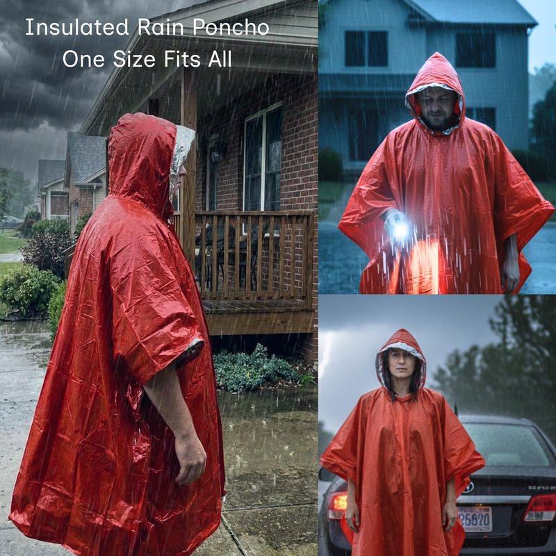 Qu River Prep Emergency Kit - Winter Storm & Ice Storm Survival Kit, Power Outage Preparedness with 15 Essential Items, COB Light, Rain Poncho, Blanket, Emergency Water & First Aid