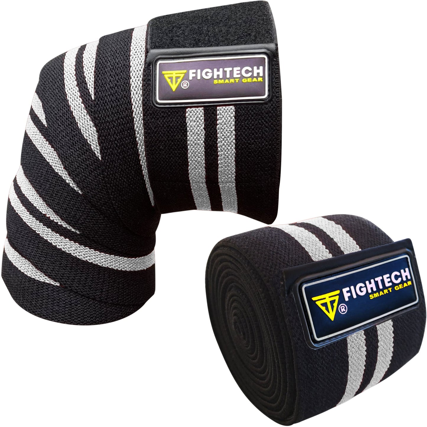 FIGHTECH Knee Wraps for Weightlifting - 82" Long | Men & Women | Ideal for Squats, Leg Press, Cross Training, Bodybuilding, and Gym WODs