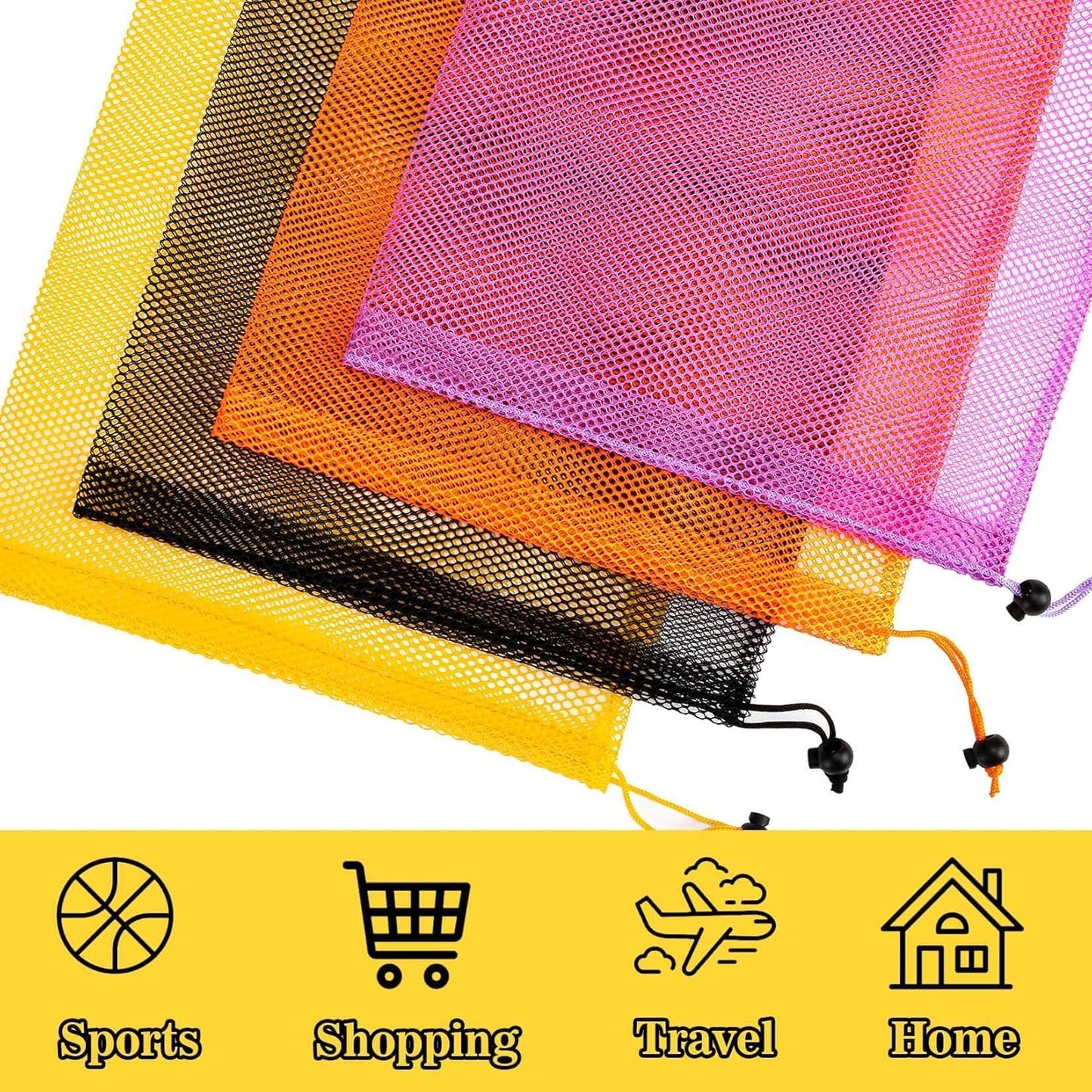 Skiennix Colorful Mesh Drawstring Bags - 18x12 Inch Breathable Nylon Storage Organizer for Travel & Gym