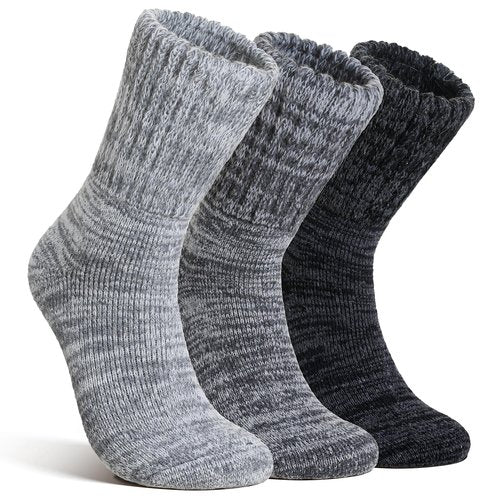 AMENLAN Merino Wool Boot Socks Thermal Winter Ski Thick Warm Hiking Socks for Women Men 3 Pairs (Grey,Medium)