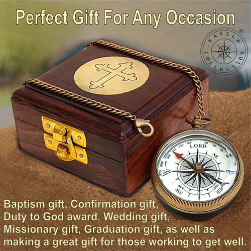 Be Strong and Courageous Joshua 1:9 Brass Directional Locket Compass, Engraved Baptism Gifts for Boys Girls, First Communion, Christian Gifts for Men, First Confirmation Gifts for Boys Catholic Gifts