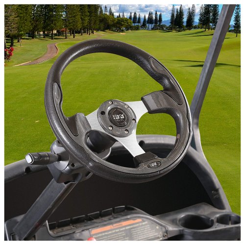 10L0L Golf Cart Steering Wheel for Yamaha, EZGO TXT/RXV/Valor, Club Car DS/Precedent/Onward/Tempo Golf Carts (Carbon Fibre)