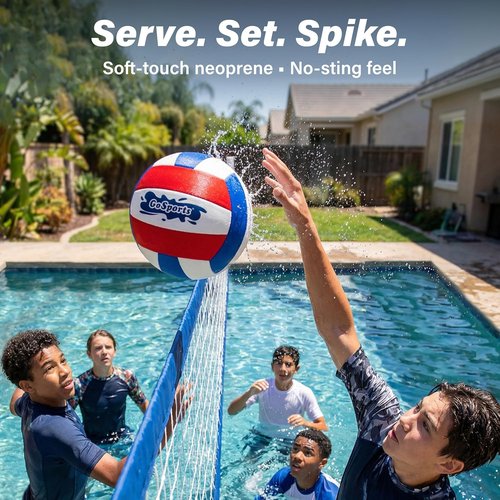 GoSports Pro Neoprene Pool Volleyballs - Waterproof 2 Pack with Ball Pump for Fun Water Games