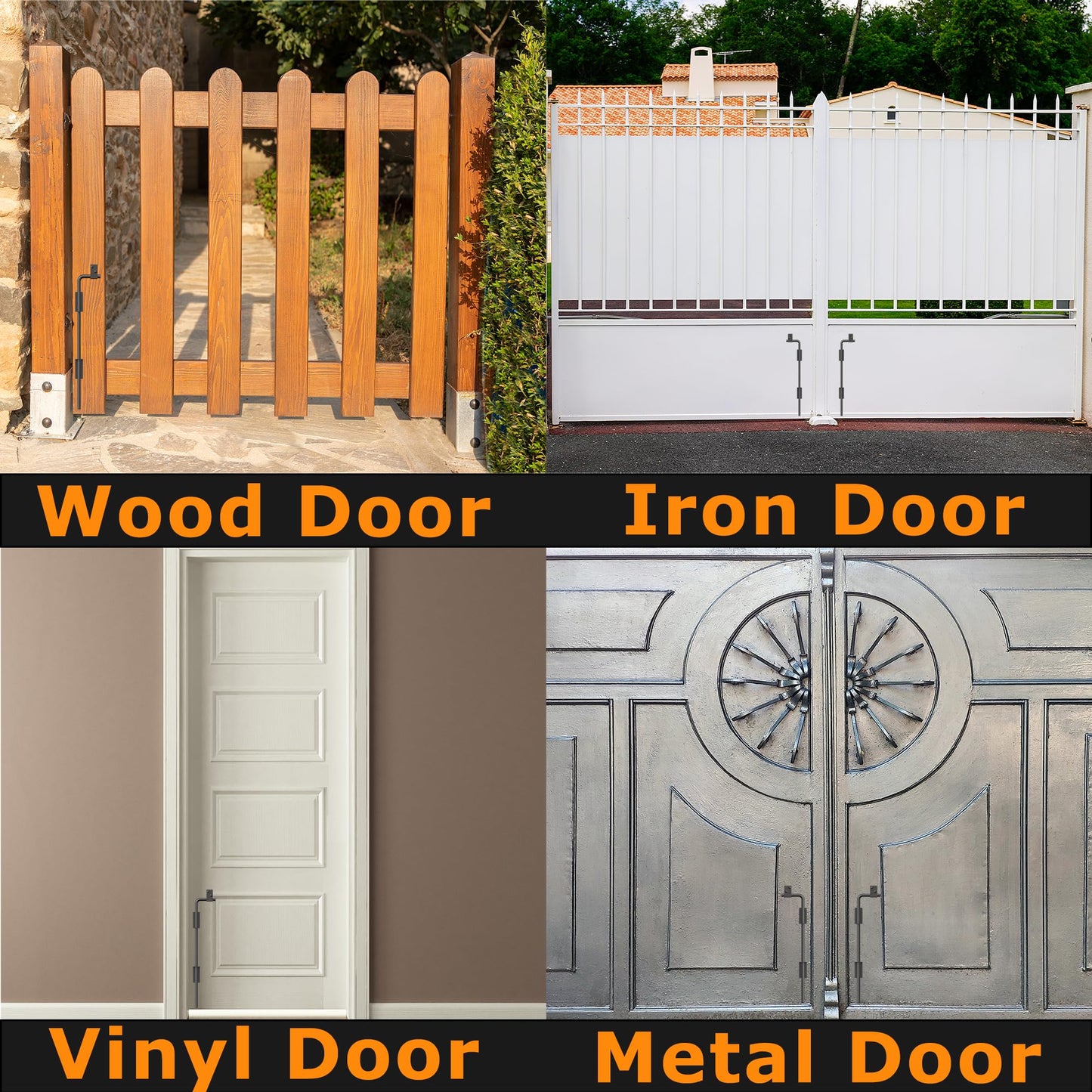 DJSUNPACKING 12" Heavy Duty Cane Bolt Gate Drop Rod with Black Finish-Steel Gate Ground Latch Designed for Wood Metal Vinyl Gates or Double Doors Fence Applications-1 Pack