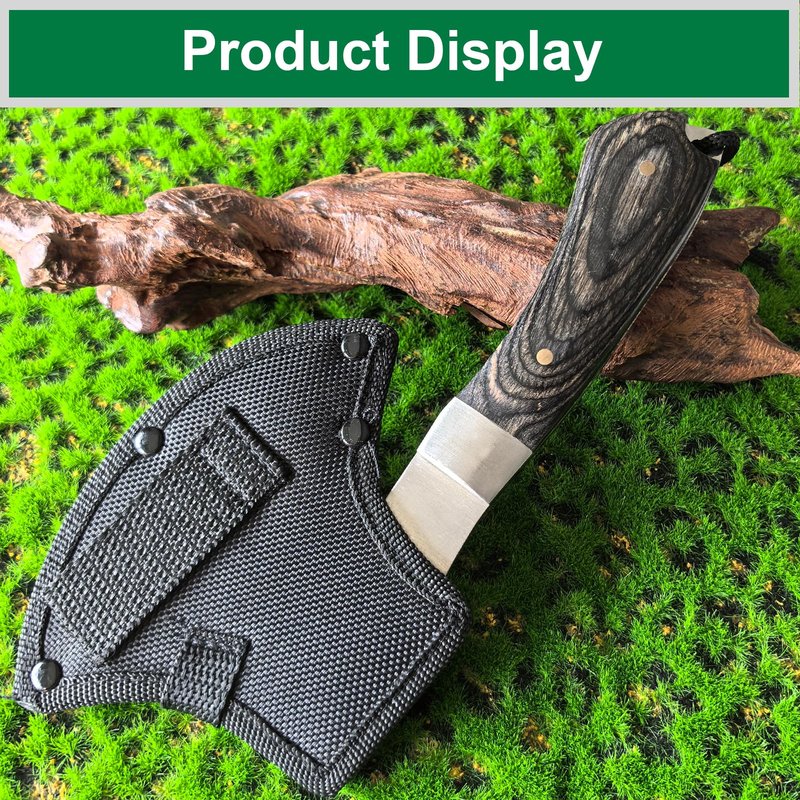 DOOM BLADE 10" Camping Axe, Survival Throwing Hatchet with Sheath, Tactical Tomahawk with Spike, Nylon Fiber Handle for Outdoor Survival Hiking Camping