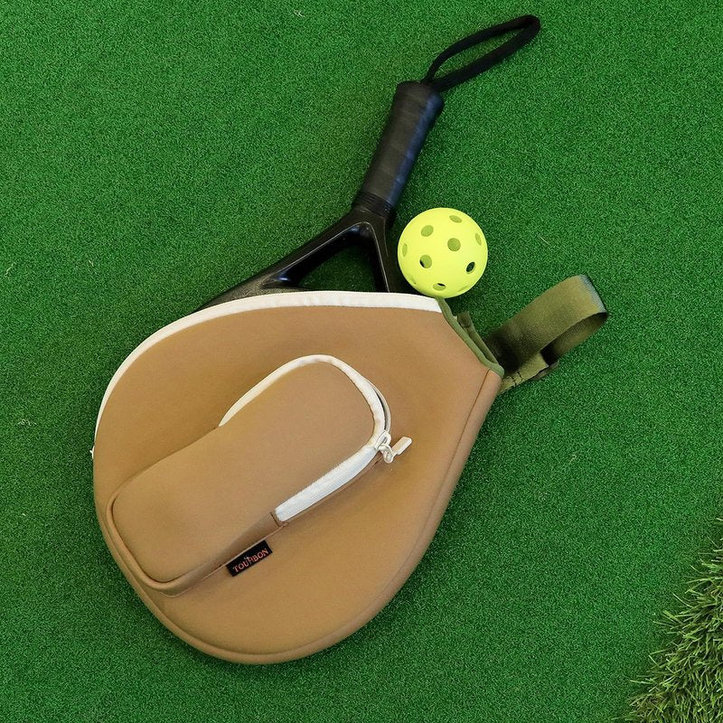 TOURBON Neoprene Padded Pickleball Paddle Sling Bag with Ball Holder Pouch, Sports Padel Racquet Pouch for Men and Women