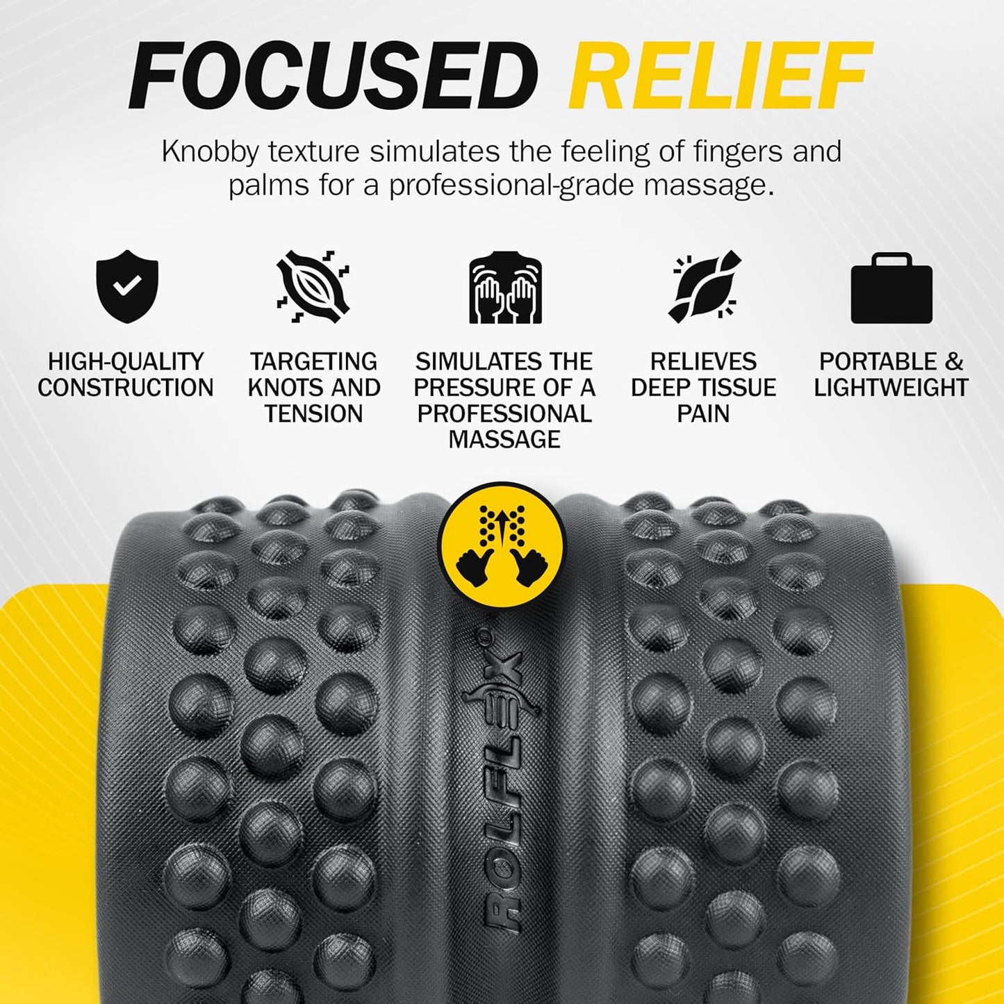 Rolflex SpineAline Back Roller - Ergonomic Deep Tissue Massage Tool for Spine Alignment - Supports 300 lbs - Black
