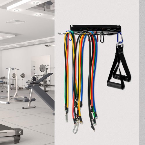Olympic Barbell Hanger Wall Mount - Heavy Duty 5mm Steel Bar Holder for 35mm Olympic Standard Bars, 160lb Capacity - Vertical & Horizontal Barbell Storage Rack with Rubber Pads - Fits Garage Gym, Home Gym blue