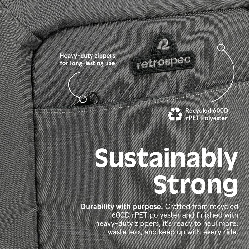 Retrospec Sidekick Single Pannier Bike Bag - Waterproof Commuter Pannier with Laptop Sleeve, Reflective Rain Cover & Carry Strap - Eco-Friendly 600D rPET - 17" Large Capacity