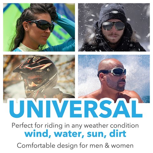 Platinum Sun Polarized Floating Sunglasses Men Women - UV400 Swimming Goggles Men & Women with Anti-Slip Strap & Foam Padding (Black-red)