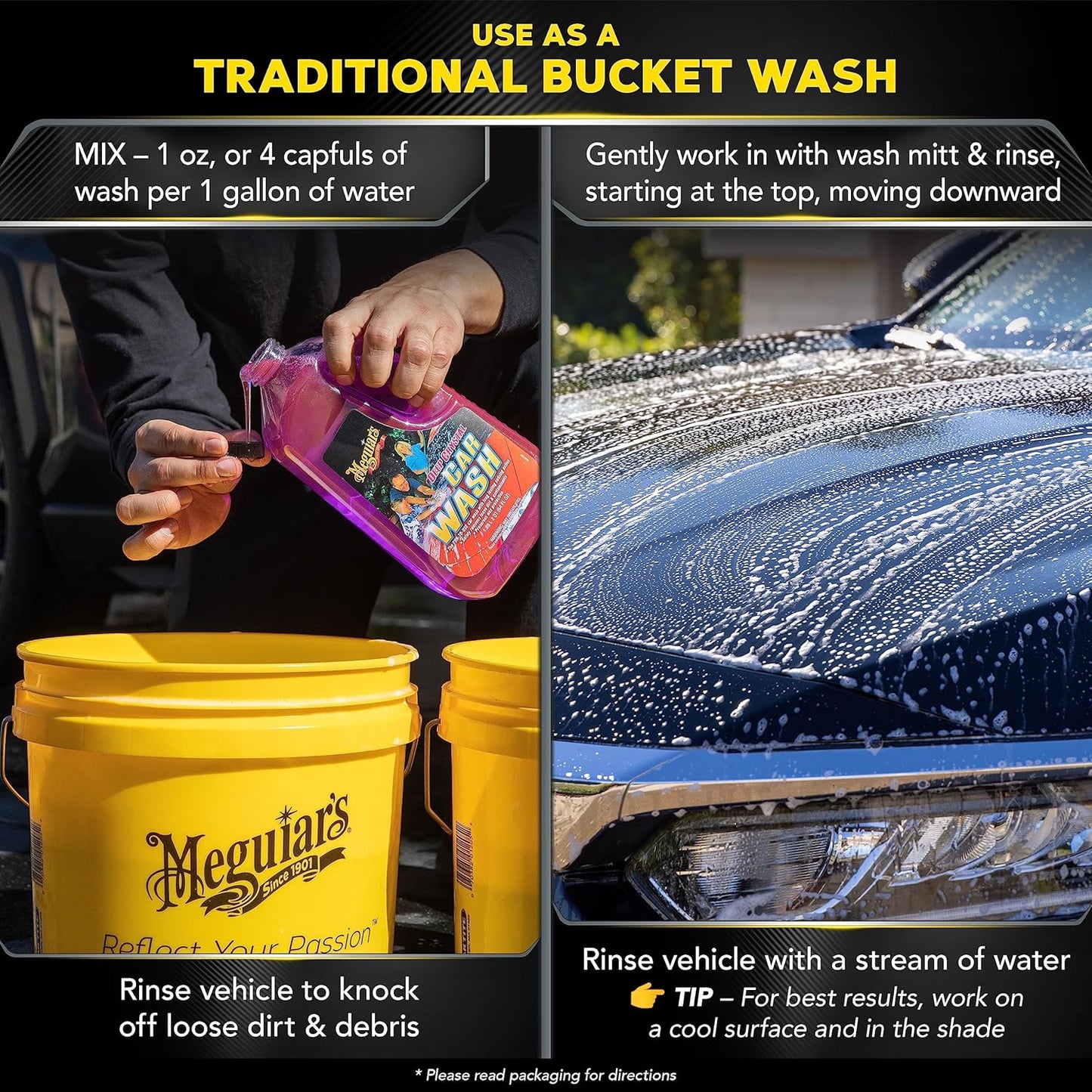 Meguiar's Deep Crystal Car Wash - pH Balanced Shampoo for Glossy Finish & Wax Protection | 64 Oz