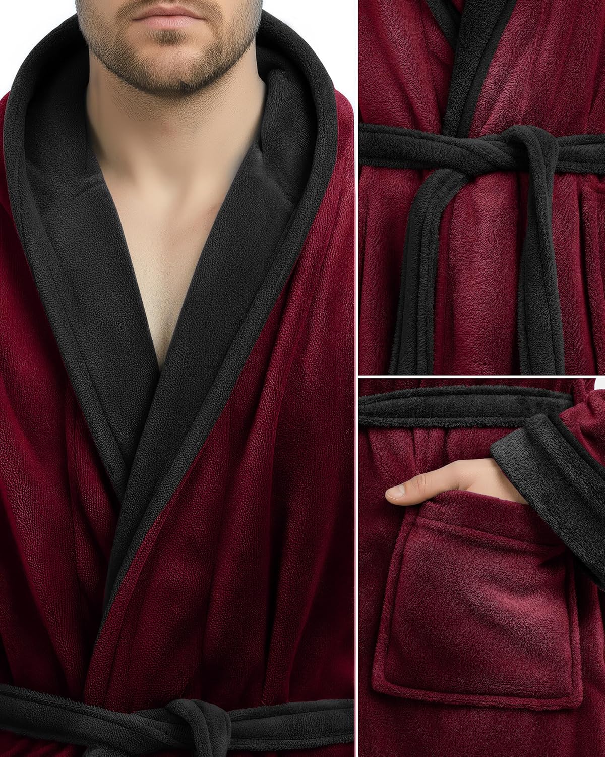 NY Threads Men's Hooded Robe - Luxury Plush Fleece Bathrobe for Spa Comfort | Perfect Gift Idea