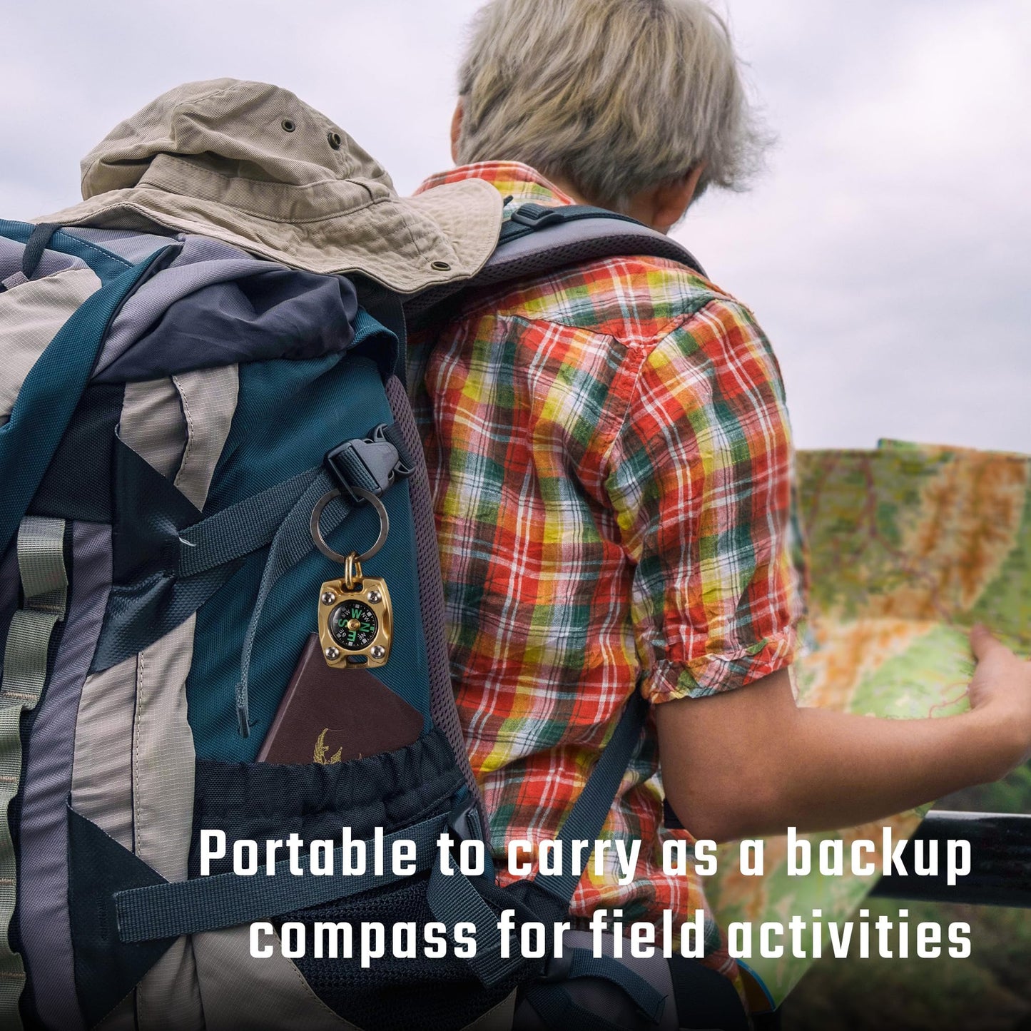MecArmy Mini Titanium/Brass Compass, Waterproof IPX5 Pocket Compass for Hiking & Survival, Keychain & Necklace Gifts for Men & Women, Ideal Graduation & Outdoor Adventure Present