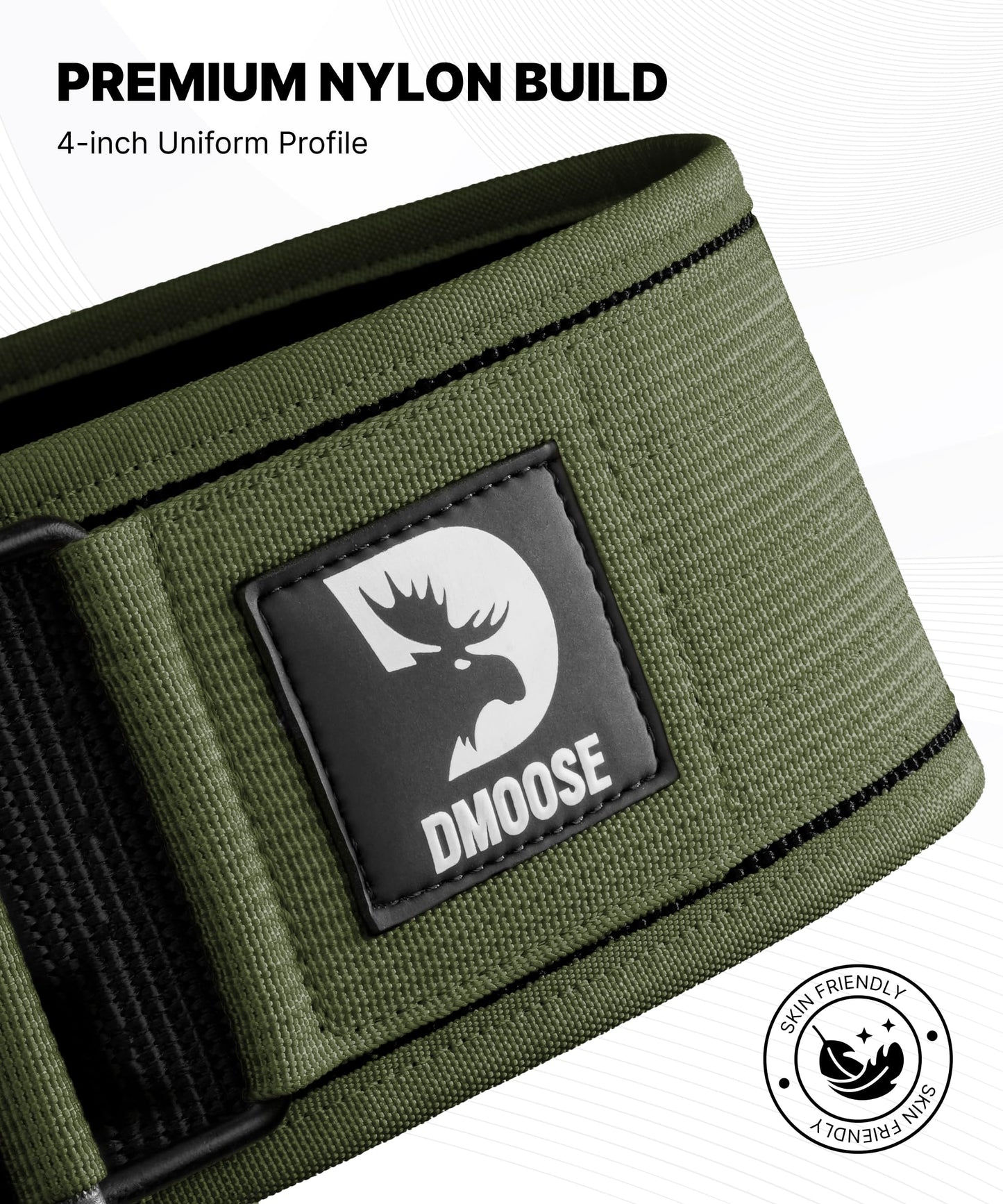 DMoose Auto Locking Squat Belt, Provides Lumbar Support & Stability, 4" Nylon Weight Belt for Women with Adjustable Buckle, Workout Belt for Men