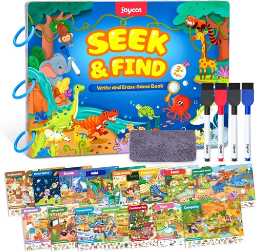 JoyCat Seek & Find Game Books - Engaging Preschool Learning Activity for Ages 3-5 | Perfect Travel Toy for Road Trips and Airplanes